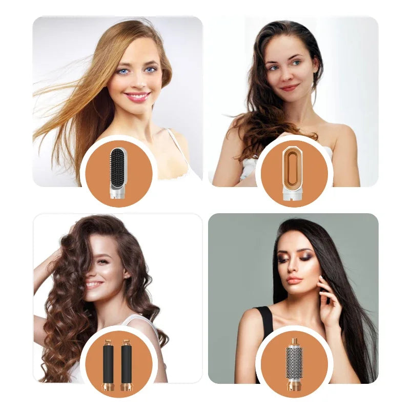 Hot air styling set with curling and smoothing attachments, Brown Box option