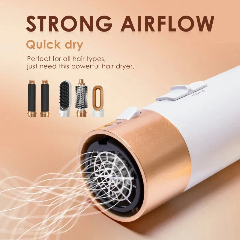 5-in-1 hot air styler with interchangeable attachments, Brown Box option
