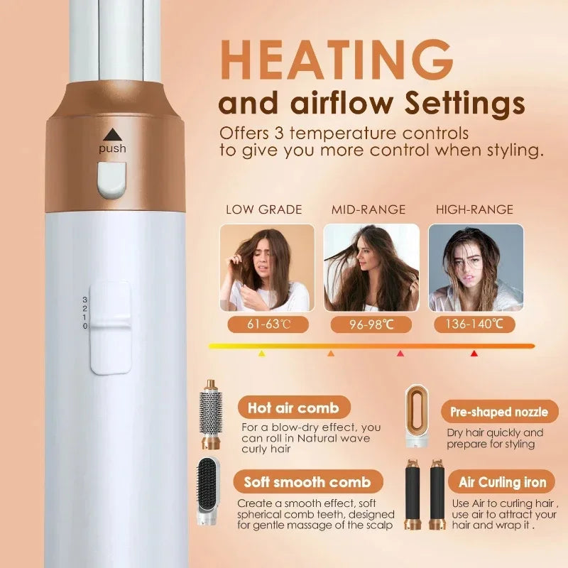 Five attachment 1000W hot air styling tool, Brown Box option