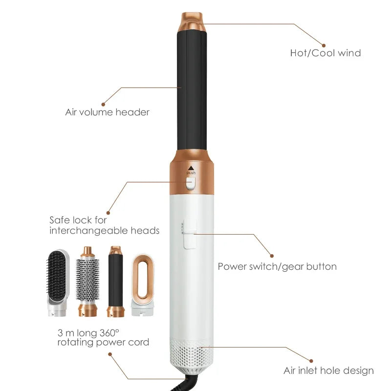 Hot air styler controls and attachment lock, Black Box option
